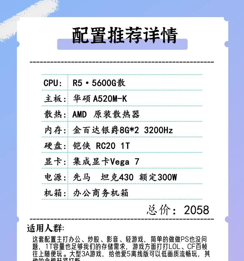 二千元预算下核显电脑配置推荐？